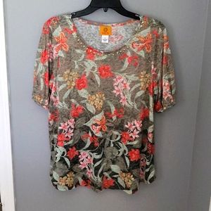Ruby Rd top multi colors, polyester/ rayon
